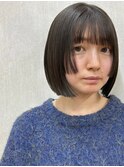 美髪　ブルーブラック　艶カラー　ぷつっとボブ　お洒落ボブ