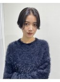 丸みショートシースルーバングくびれショートボブミニボブ