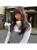 チェリーレッド/レイヤーカット/顔周りレイヤー