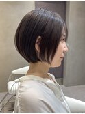 表参道酸性ストレートパーマ艶髪ショート梅雨対策グレージュ40代