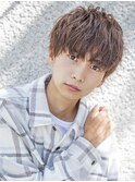 フェザーパーマブルーブラックサーフカールスパイキーショート