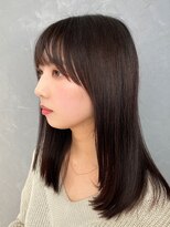 アトラスサロン 札幌大通り(Atras.salon)&nbsp;札幌/髪質改善/斜めバング♪ココアブラウン×うる艶ストレート