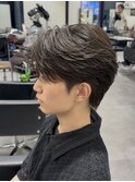 ビジネスメンズショートリクルート七三かき上げヘアツーブロック