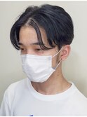 【メンズ】韓国風センターパート／ネイビーカラー