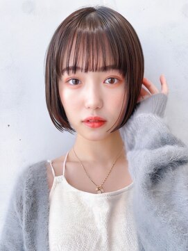 セイドット リー(Say. Ree) Say.丸みショートミルクティーベージュ韓国ボブぱっつん前髪原宿