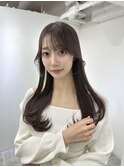 前髪ありグレージュ似合わせカット韓国ウェーブミディアム銀座