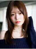☆レイヤーカット毛先ワンカールくせ毛風カール薄めバングデジパ