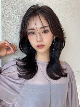 アフロート エル 大阪(AFLOAT L) 暗髪で出せるこなれ感！フェイスレイヤー×ナチュラルセミロング