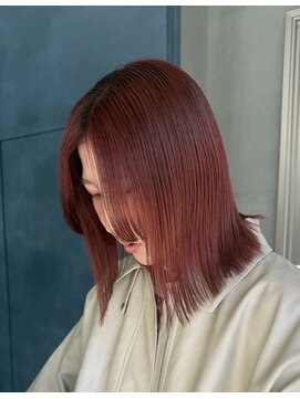 ヲタク(wotaku.) レッドカラーピンクブラウン暖色カラーオレンジブラウン外ハネ