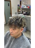 メッシュ×縦落ちツイストパーマ