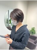くびれショートボブ40代50代グレイカラー白髪染め白髪ぼかし