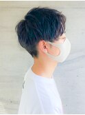 爽やかメンズ☆無造作ツーブロックマッシュショート黒髪