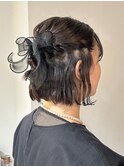 ふんわり波巻きハーフアップ^_^