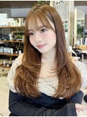 セミロング30代40代ストレートレイヤー前髪なし前髪あり表参道