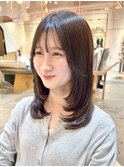 ◯ダークアッシュブラウンミディアムレイヤー顔周りカットd