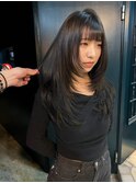 307. 黒髪ウルフ/姫カット/ロングヘア/前髪/韓国