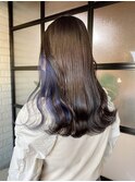 インナーカラーブルー × ショコラブラウンカラー