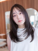 チョコグレージュ/20代30代大人かわいい/ミディアムレイヤー