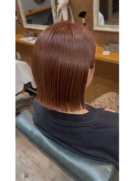 ヘアーサロン アトリエ(Hair salon ATORIE) タッセルボブブリーチなしダブルカラーアプリコットオレンジ