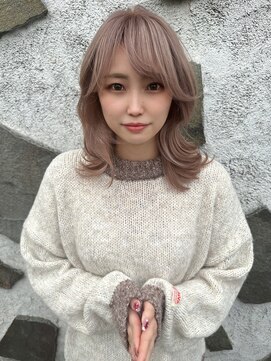 美髪ピンクベージュ/ブリーチピンクミルクティーベージュ