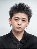 黒髪リクルートツーブロックアップバングスパイキーショート