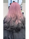 ピンクブラック×レイヤーカット