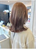 福山人気20代30代オレンジベージュ春イルミナ艶髪美髪くびれヘア