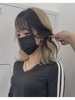 ミミヘアーガーデン(mimi hair garden)&nbsp;ミルクティー×ブラック/セクションカラー/デザインカラー