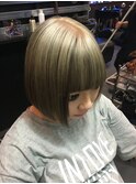 2トーンメッシュ グレージュカラー トリックヘアー