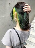 フェイスフレーミングカラー☆ライムイエロー&グリーン♪