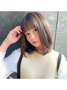 フォト 新宿(foto) グレーベージュ前髪パーマレイヤーカットダブルカラー髪質改善