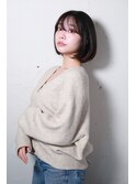 大人可愛いワンカールボブ＿モカブラウン＿ミディアム［東陽町］