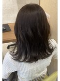 外ハネミディアム×透明感グレージュ