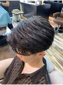 シースルーセンターパート韓国マッシュ黒髪刈り上げツーブロック