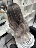 【lamchele】プラチナグレージュ×ホワイトシールエクステ