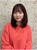 20代30代40代/韓国風内巻きミディアムレイヤー/前髪あり