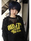 中性ウルフ　ネイビーカラー　ウルフカット　名古屋　大須
