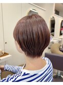 ショート×マッシュショート×ワインレッド×夏カラー×横浜