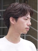 福岡天神緩めメンズニュアンスパーマセンターパートウルフカット