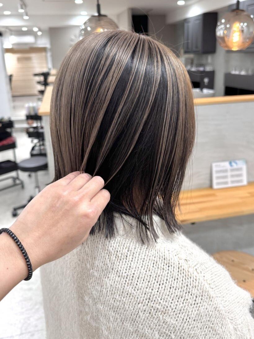 コントラスト白髪ぼかしハイライト【ラッキーヘア加古川】：L269800213
