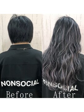 あるじゃんすー 新宿店 ブラックパープル#シールエクステ#アッシュブラック#韓国#新宿