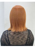 アプリコットオレンジ×切りっぱなしボブ