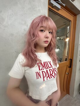 リアン(Lien) ウェーブ レイヤーロング/ペールピンク