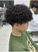 天神波巻きプードルパーマハードスパイラルマッシュメンズ強め