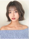 細めハイライト外ハネ小顔エアリーボブパーマp2大宮20代30代