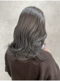 黒髪クラゲヘアーオリーブグレー小顔ココアベージュ