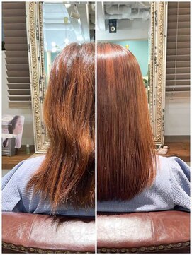 ムーン(moon) #ハッシュカット#フルバング#似合わせカット#レッドブラウン