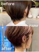 ショートヘアパーマ before after/大人ショート/くびれショート