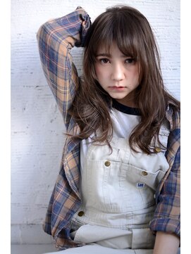 ミラバイグリーン(Mira by green) 透け感"color"×ニュアンスwave Long 01