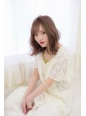 大人かわいい 無造作カール ふんわりミディ